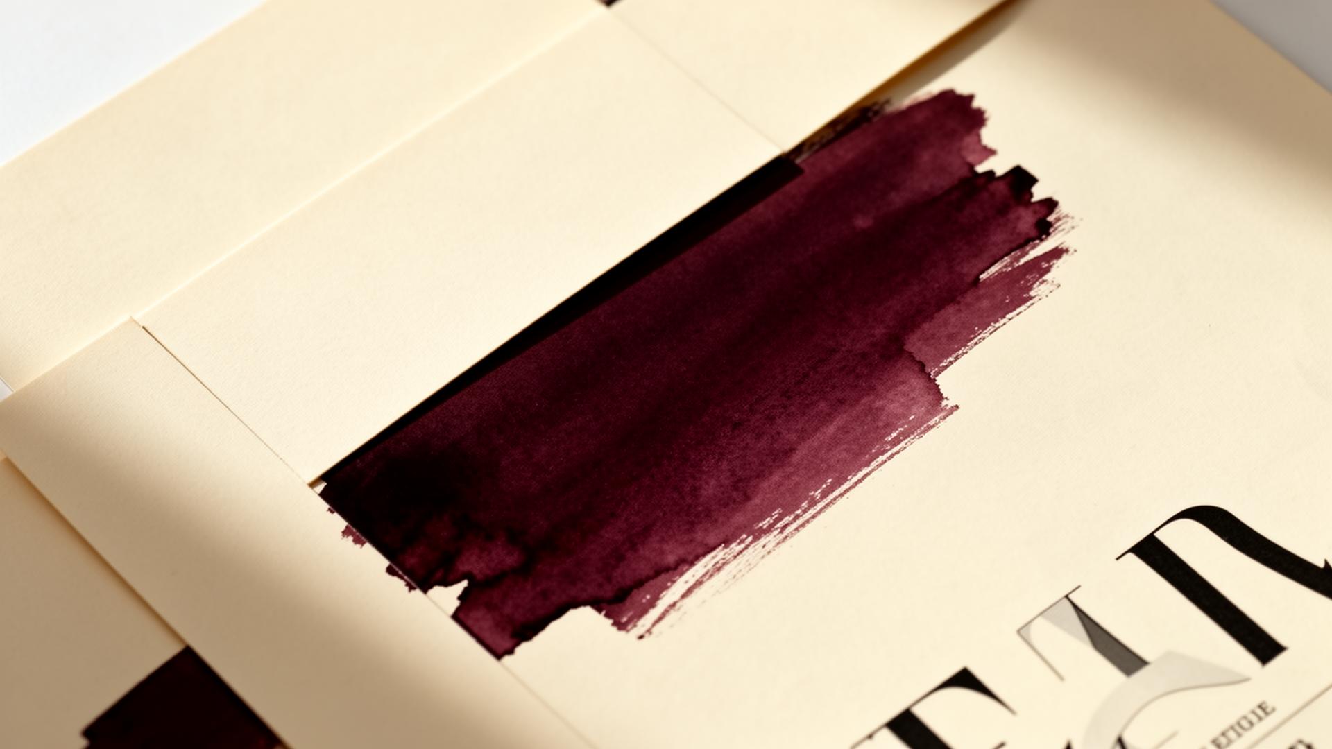 Burgunderrote Tinte auf cremefarbenem Papier